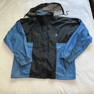 Wilson Vintage Tennis‎ Staff Windbreaker XL Black Blue Color Block Jacket Nylon